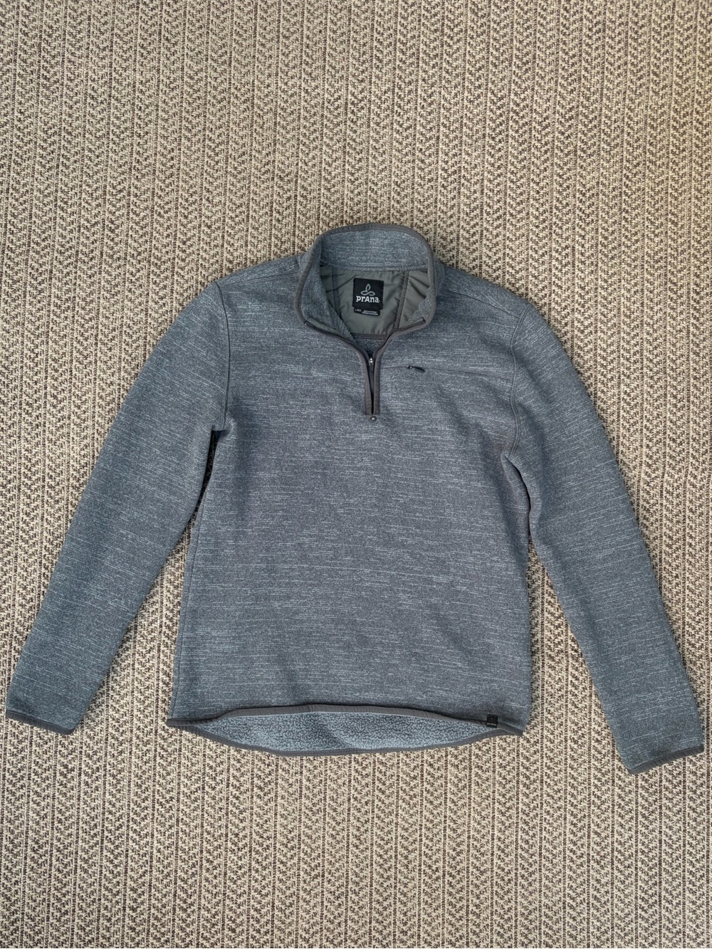 PrAna Men’s Dark Heather Grey Quarter-Zip Sweater